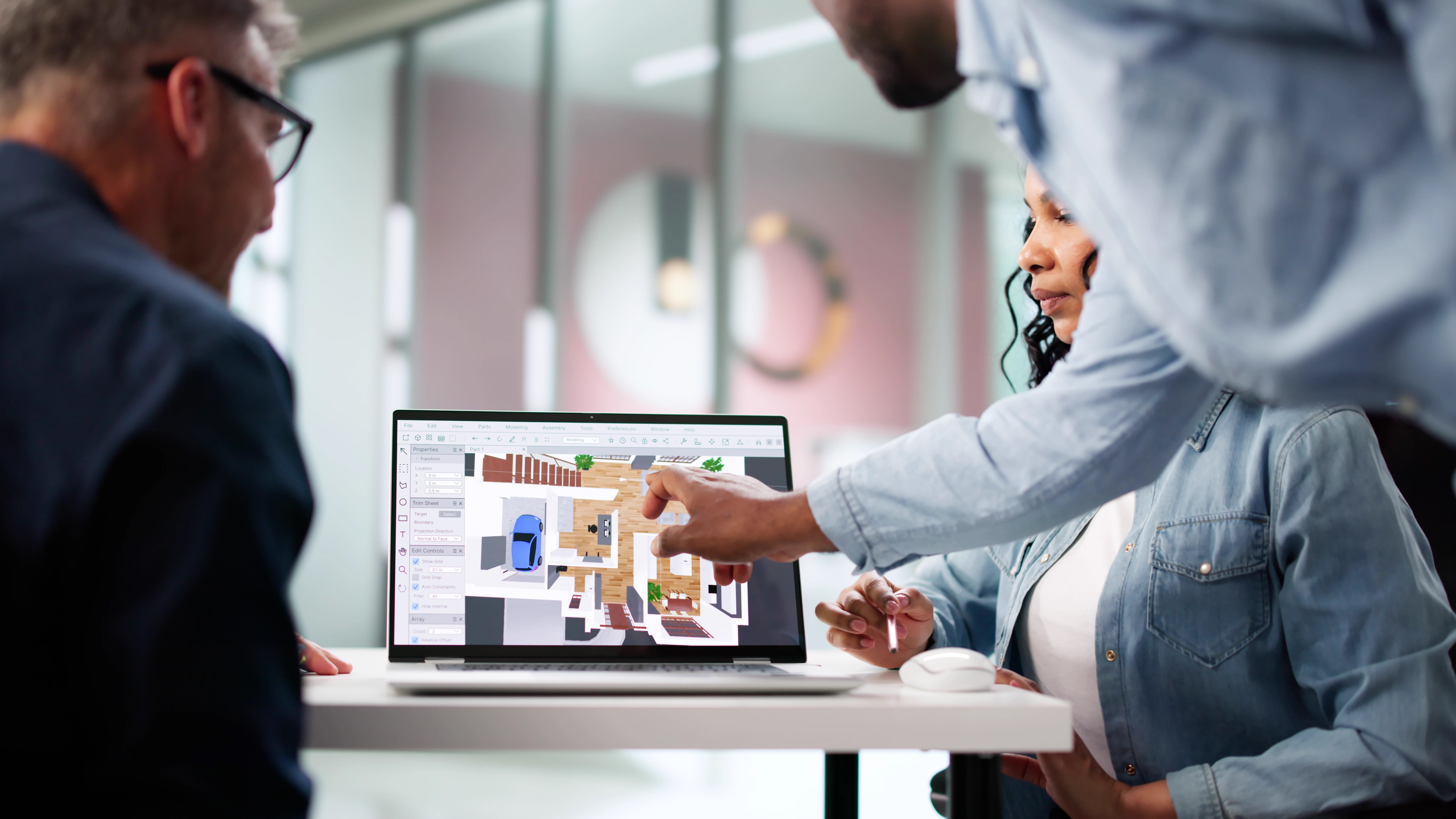 Multiracial Design Team Using CAD Software