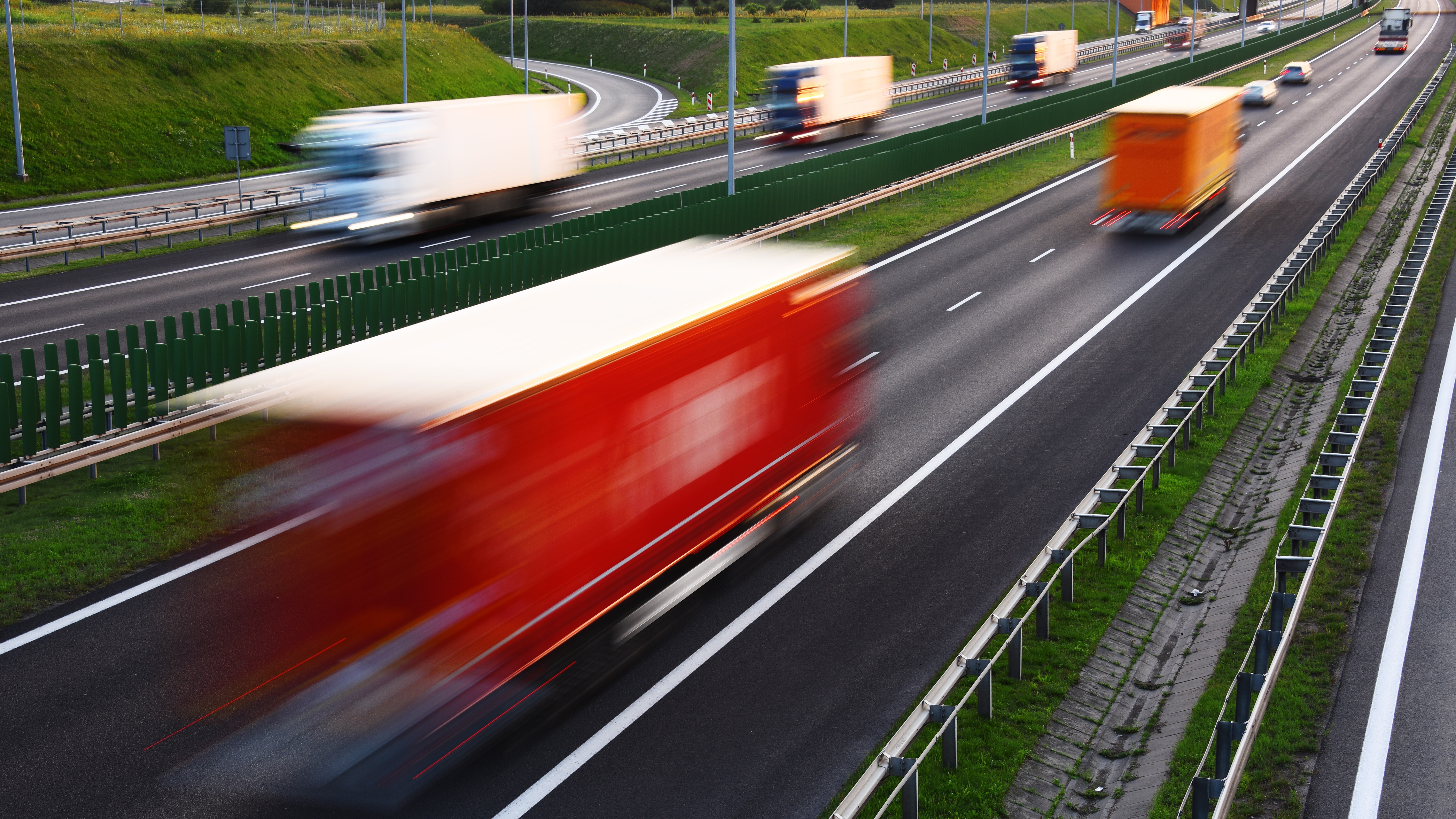 Trucks on four lane controlled-access highway