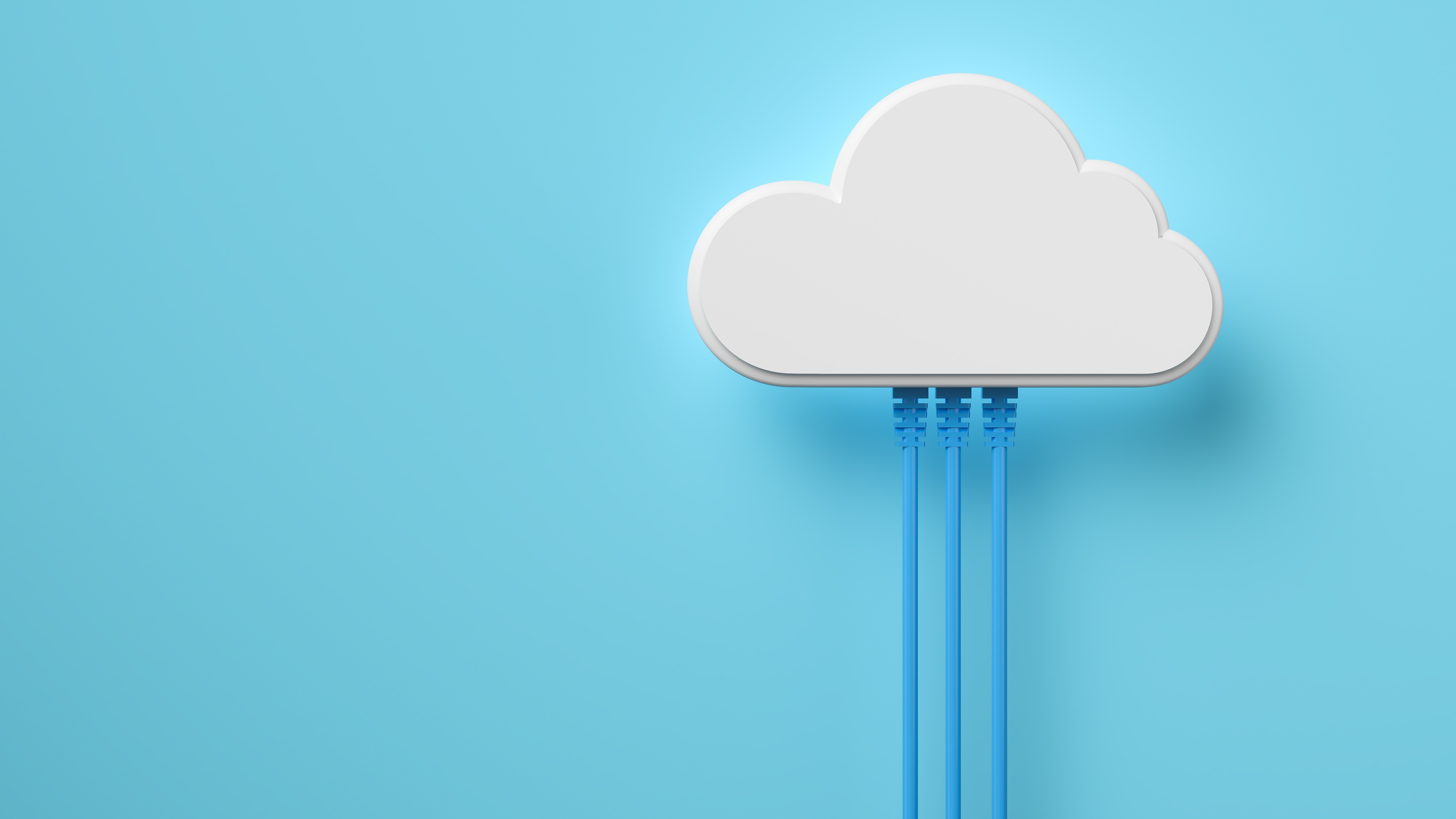 Cloud computing technology concept background, white cloud connect with network cable