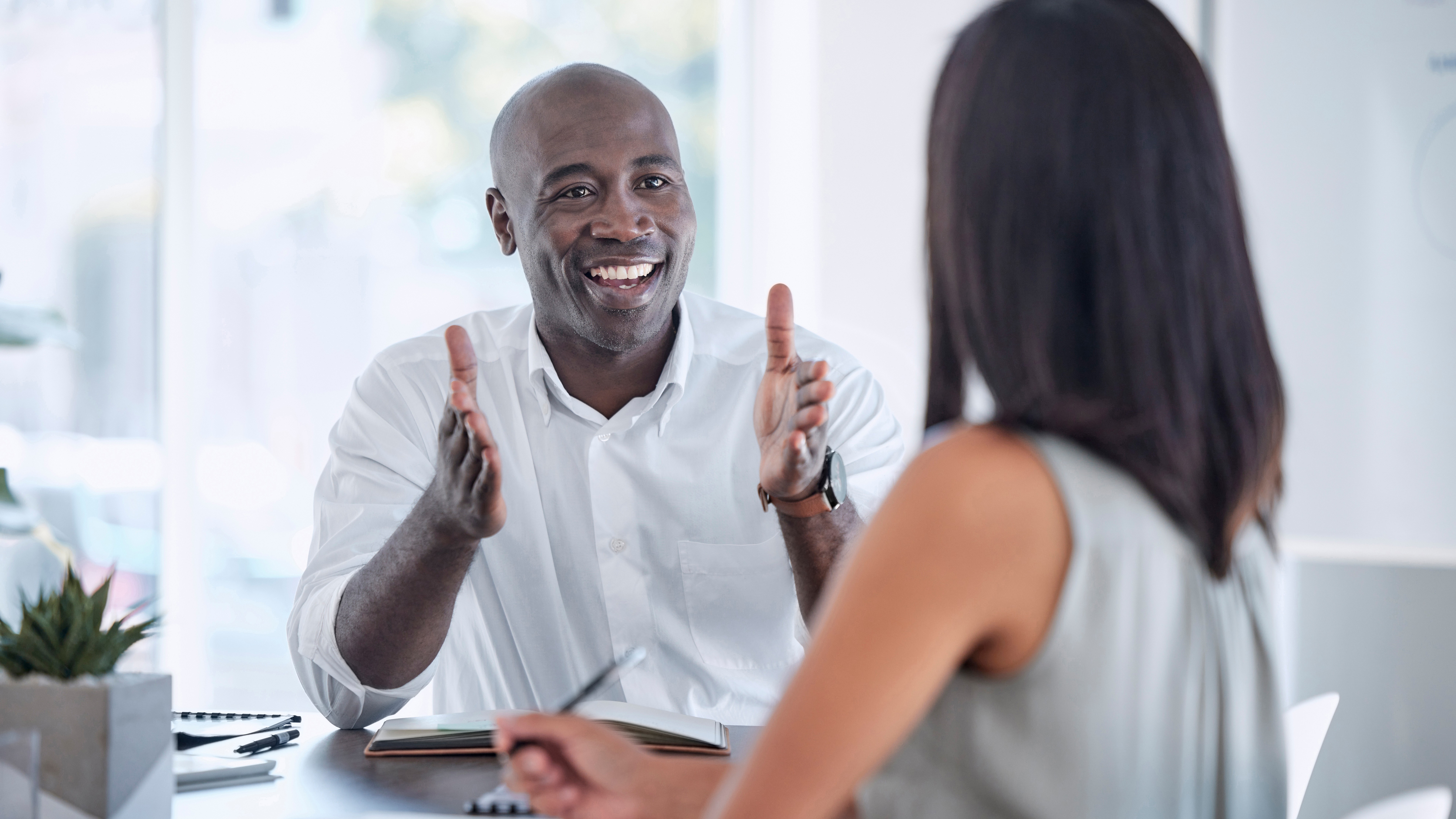 Collaboration, teamwork and business people meeting for kpi review, project development update and office b2b communication. 